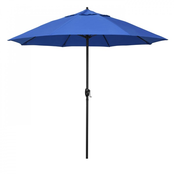 California Umbrella 9' Bronze Aluminum Market Patio Umbrella, Olefin Royal Blue 194061337356